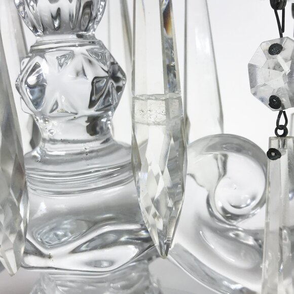 Duncan Miller Vintage Sandwich Candelabra with Removable Hanging Prisms - Picture 8 of 10